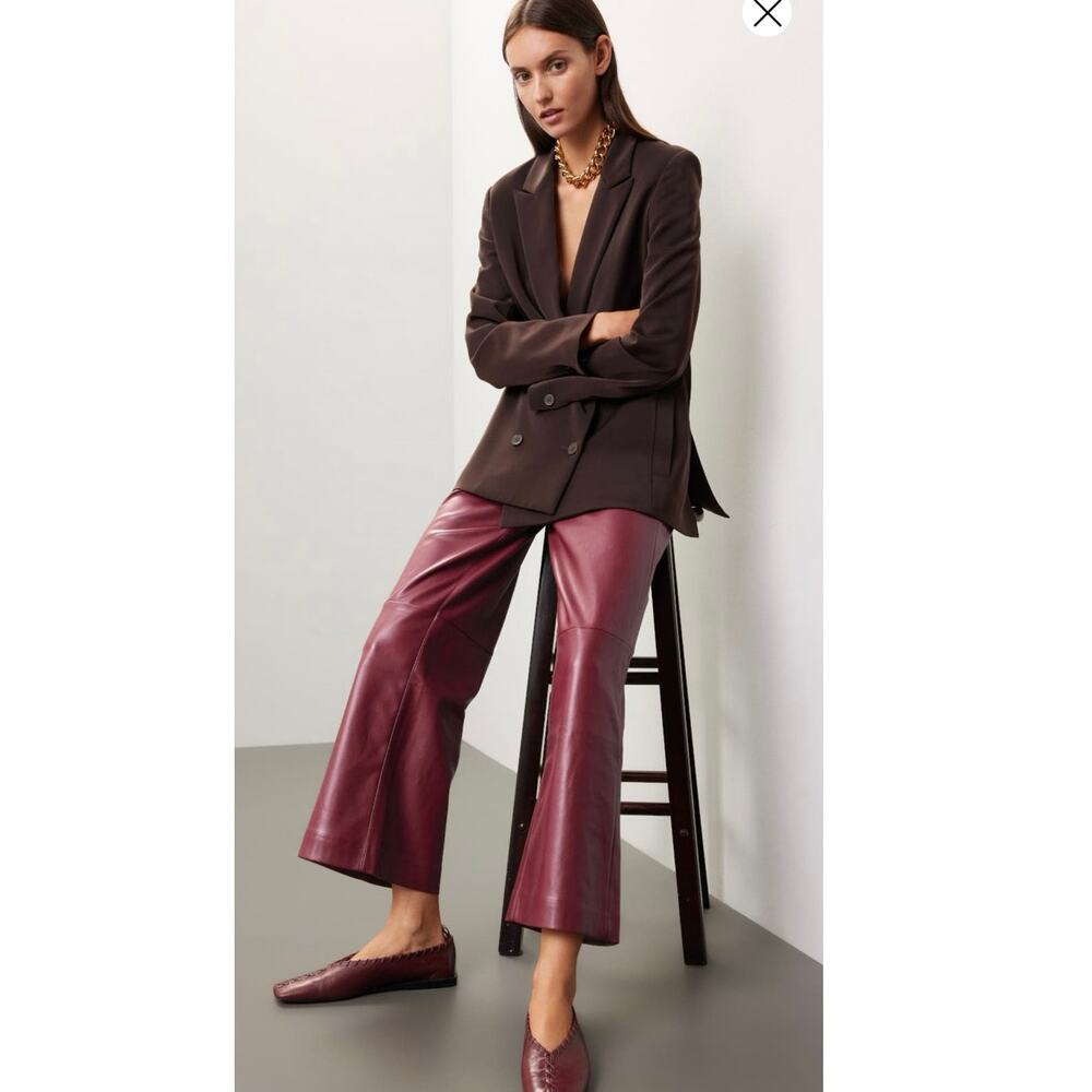 JOES JEANS Red Faux Leather Wide-Leg Cropped MIA Vegan Pleather Pants size 28